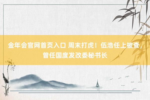 金年会官网首页入口 周末打虎！伍浩任上被查，曾任国度发改委秘书长