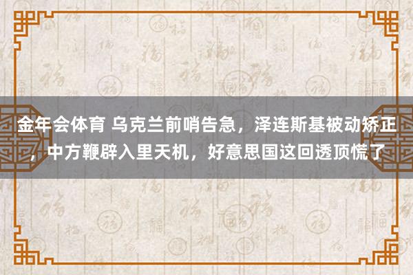 金年会体育 乌克兰前哨告急，泽连斯基被动矫正，中方鞭辟入里天