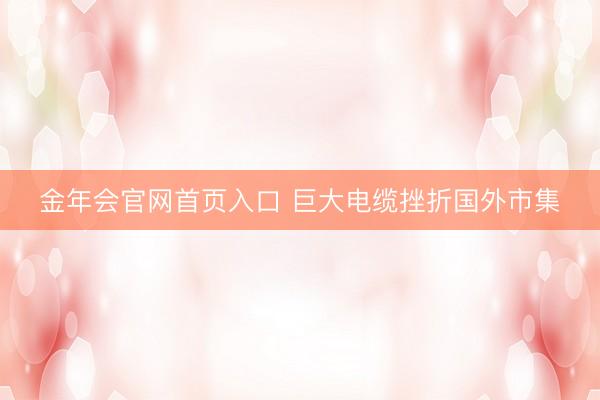 金年会官网首页入口 巨大电缆挫折国外市集
